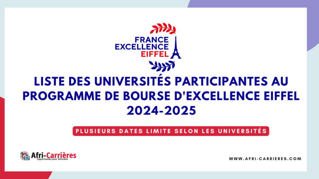 Universités Participantes Bourses Eiffel 2024-2025 En France