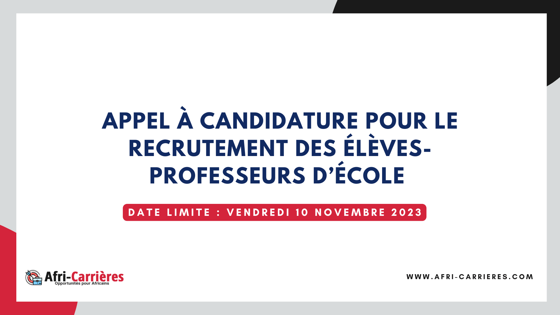 recrutement élèves professeurs d'école au togo