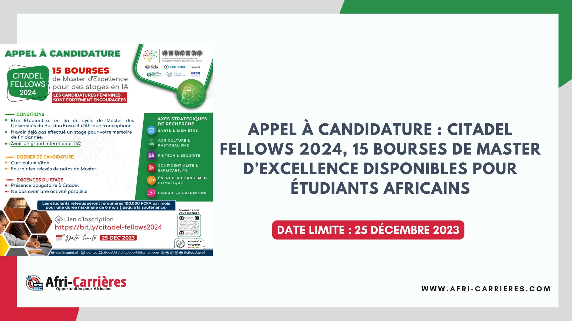 Bourses CITADEL FELLOWS 2024