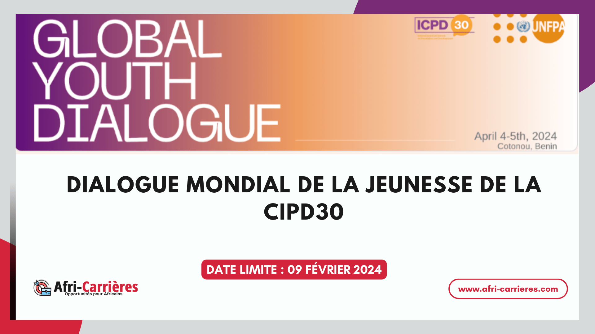 Dialogue Mondial de la Jeunesse de la CIPD30