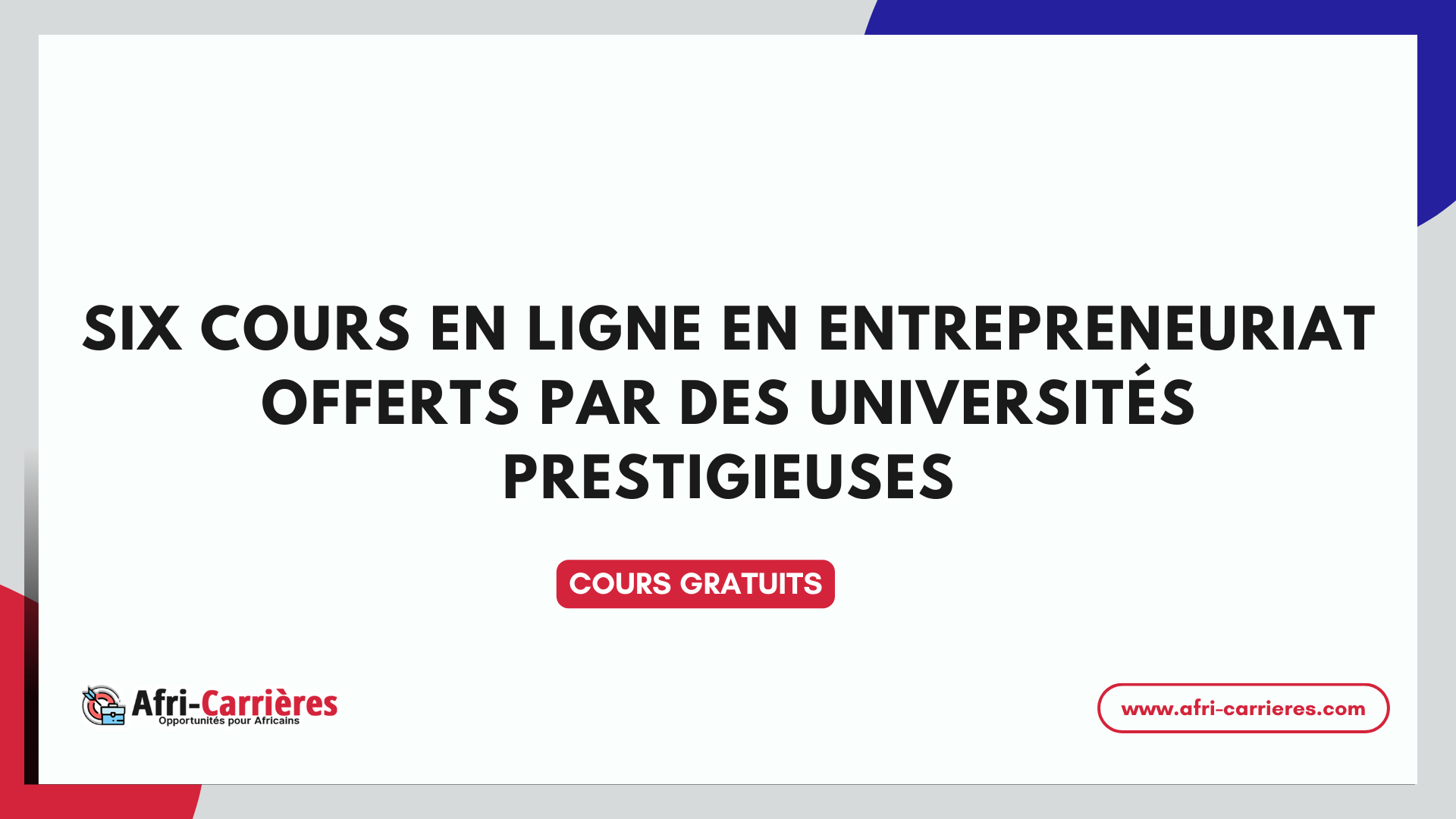 Six Cours en ligne en entrepreneuriat