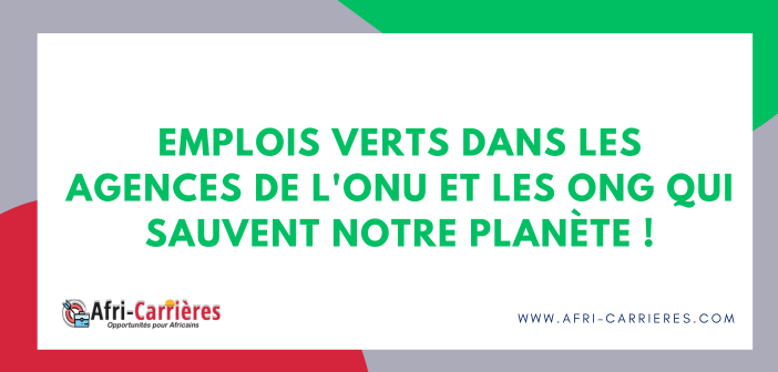 Emplois verts dans les agences de l'ONU et les ONG qui sauvent notre Planète ! 6 Emplois verts dans les agences de l'ONU et les ONG qui sauvent notre Planète !