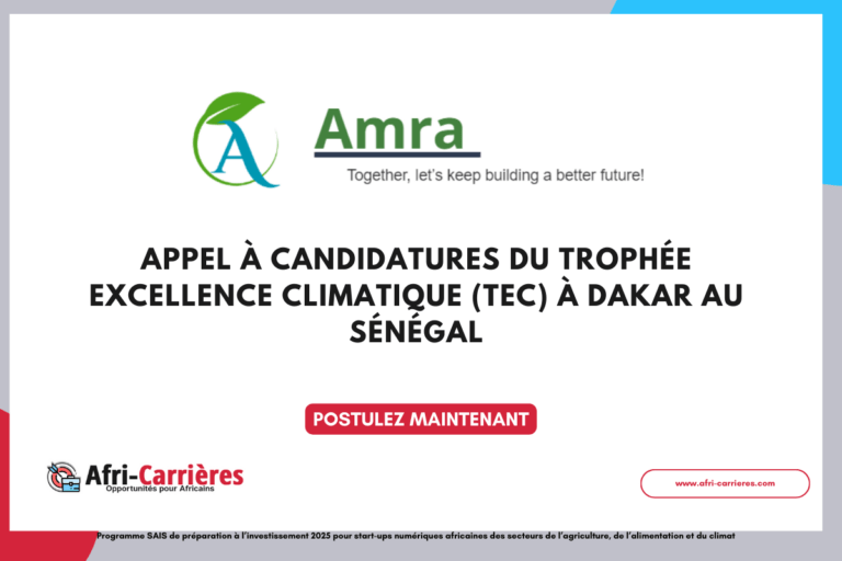 Appel à Candidatures du Trophée Excellence Climatique (TEC) à Dakar au Sénégal