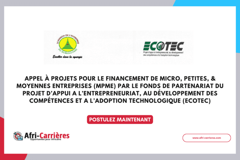 Appel à Financement du Gouvernement du Burkina Faso pour MPME