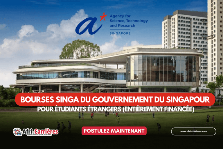 Bourses SINGA du gouvernement du Singapour pour étudiants étrangers (entièrement financée)