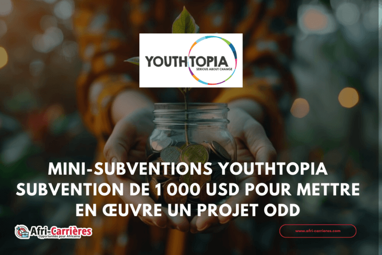 Mini-subventions YOUTHTOPIA subvention de 1 000 USD pour mettre en œuvre un projet ODD