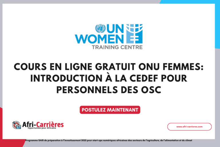 Cours en ligne gratuit ONU FEMMES pour personnels des osc