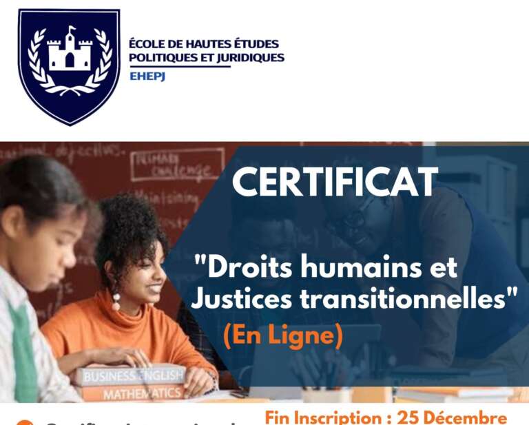 Formation _Certificat International en Droits Humains et Justice Transitionnelle