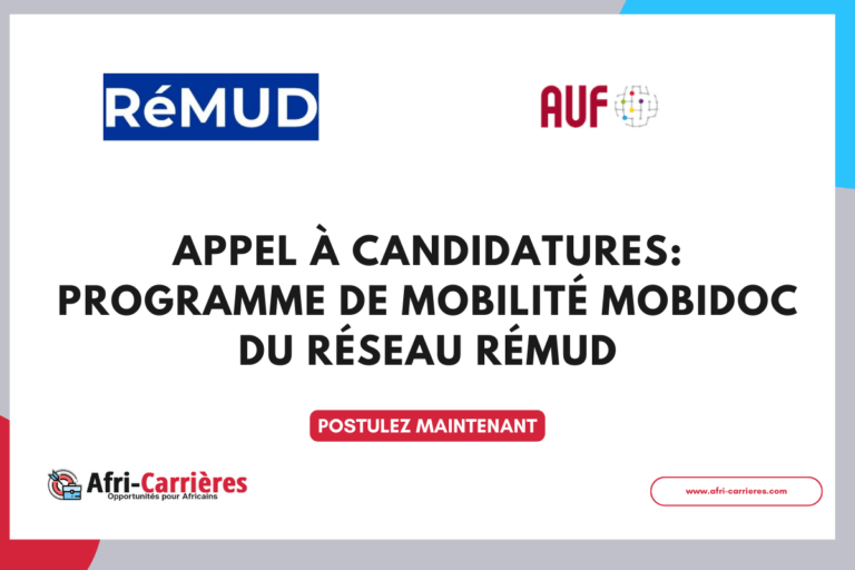 Appel à candidatures Programme de mobilité MOBIDOC du Réseau RéMUD