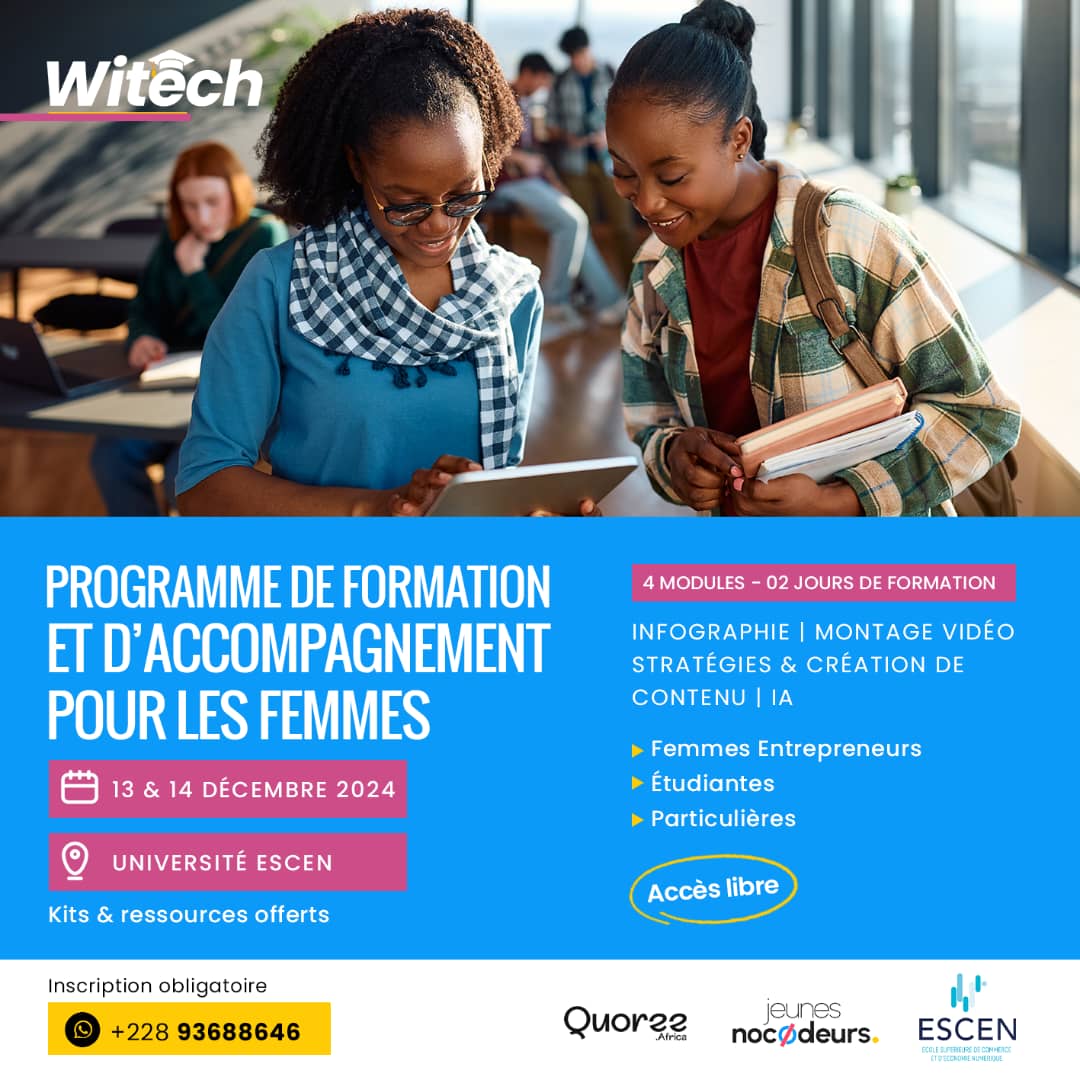Programme WITECH formation et d'accompagnement pour les femmes