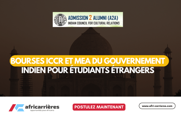 Bourses ICCR et MEA du gouvernement indien 2025 pour étudiants étrangers
