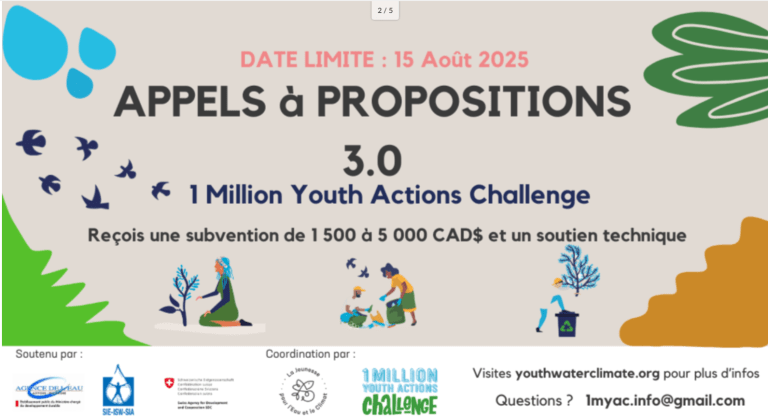 Appel à candidature 1 Million Youth Actions Challenge jusqu’à 5000 $ CAD