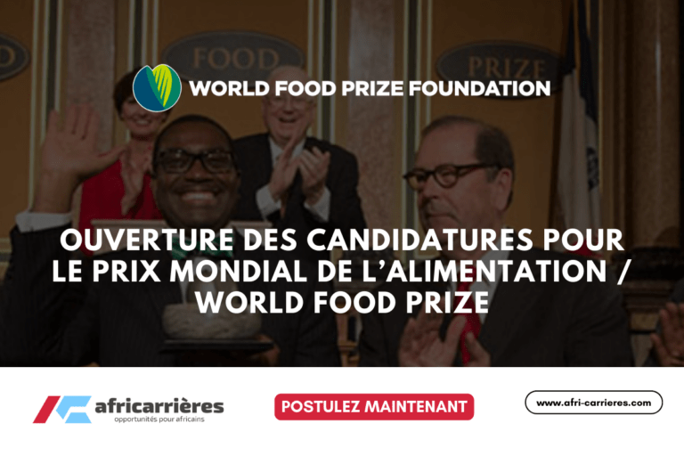 World Food Prize 2025 Postulez maintenant pour un prix de 250 000 $