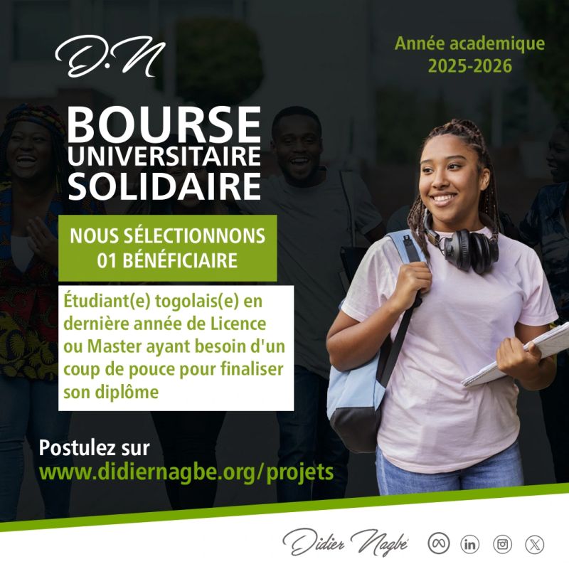 Bourse Universitaire Solidaire 2025 ($ 1 000 de frais de scolarité)