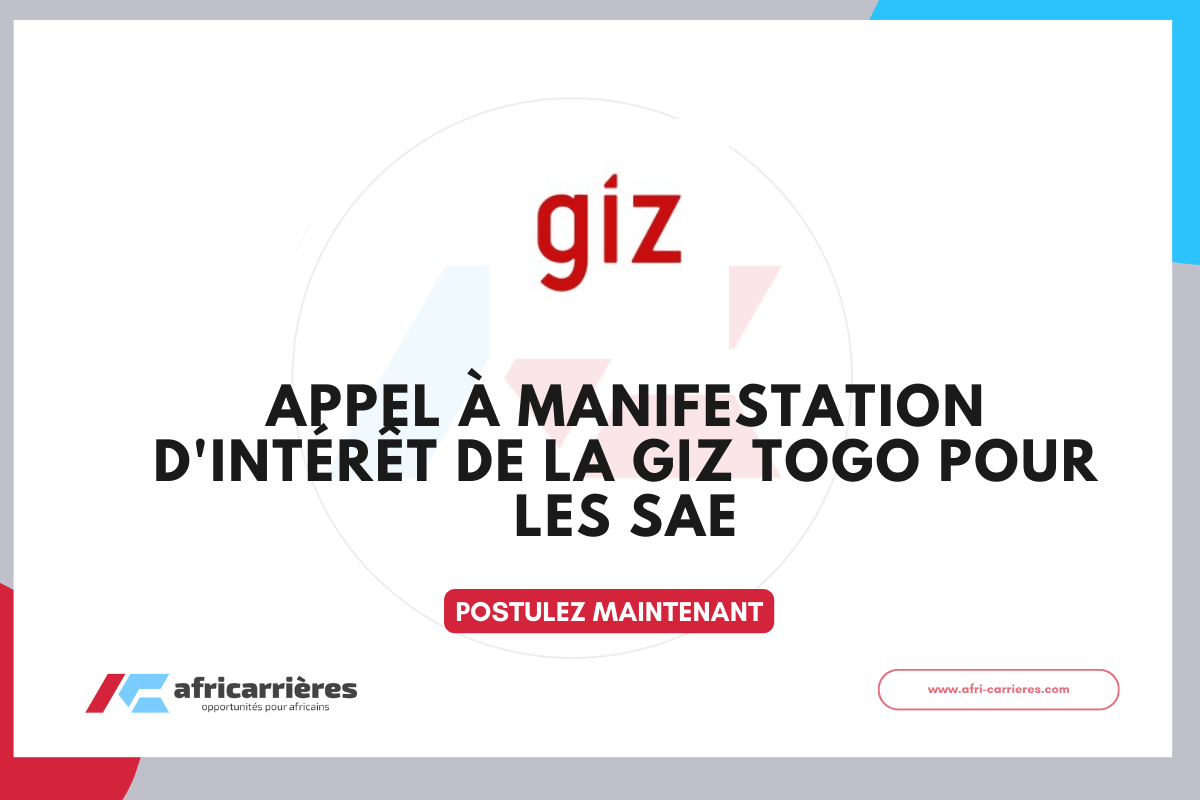 Appel à manifestation de la GIZ Togo pour sélectionner 10 SAE
