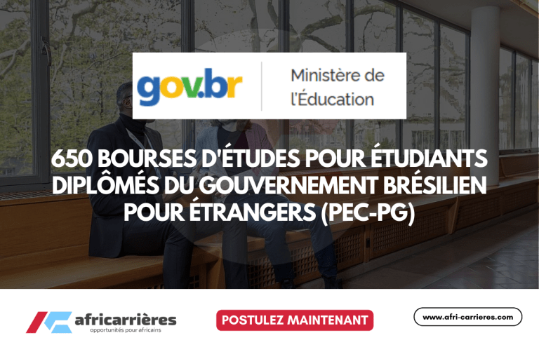 650 Bourses d'études pour étudiants diplômés du Gouvernement Brésilien pour étrangers (PEC-PG)