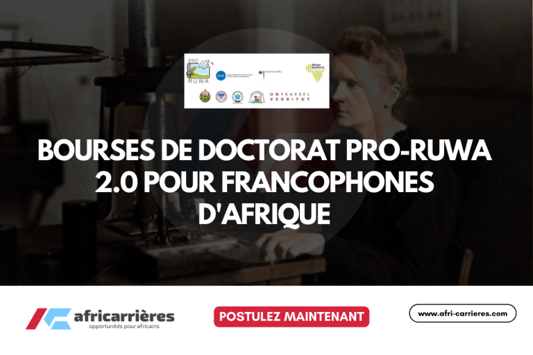 Bourses de doctorat Pro-RUWA 2.0 pour francophones d'Afrique