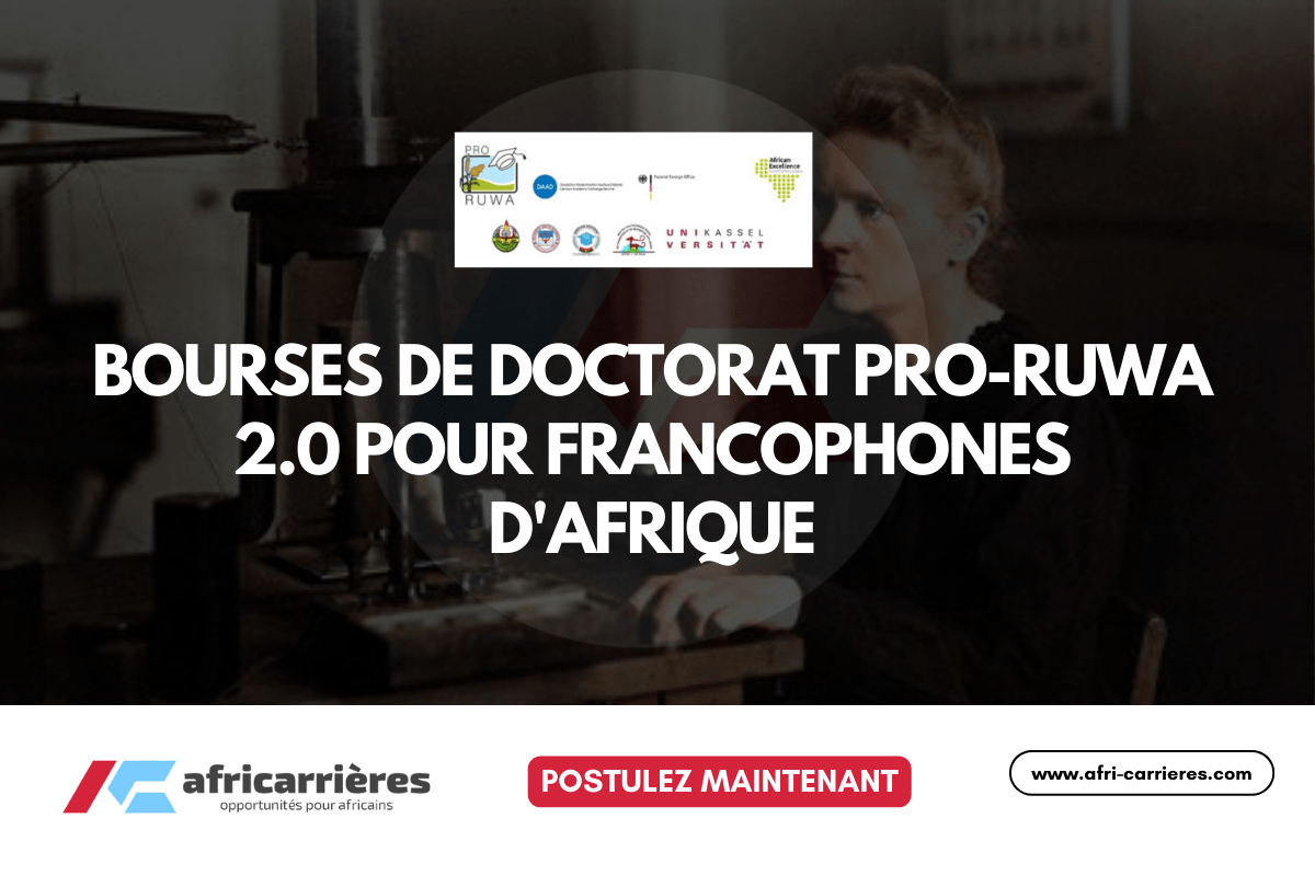 Bourses de doctorat Pro-RUWA 2.0 pour francophones d'Afrique