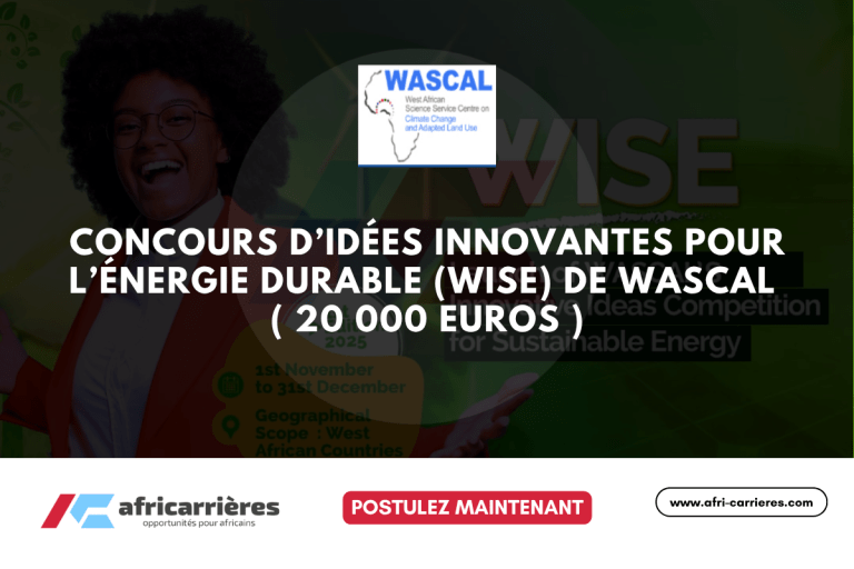 concours WISE pour les idées innovantes pour l'énergie durable de WASCAL 2025 ( 20 000 euros )