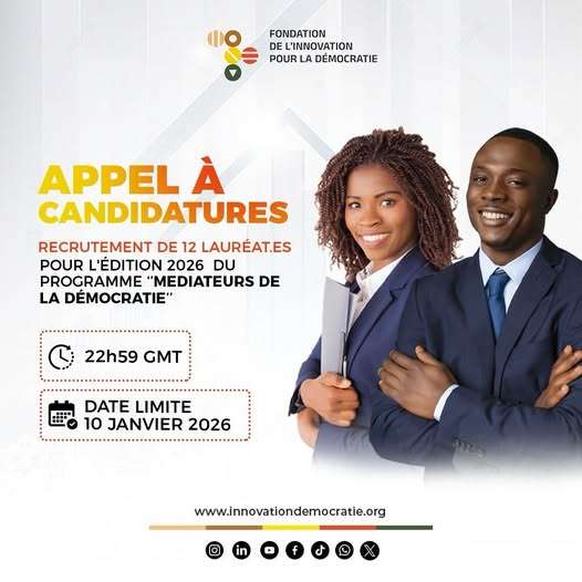 Programme Médiateurs de la démocratie 2026 à l'endroit des jeunes leaders