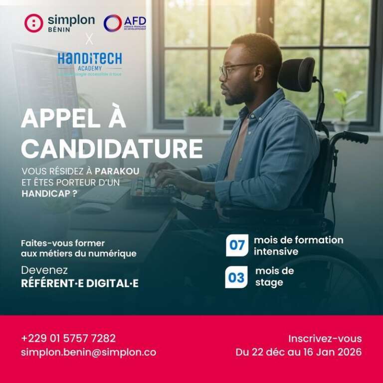 Appel à candidatures : Projet HandiTech Academy 2026 pour personne en situation d'handicap