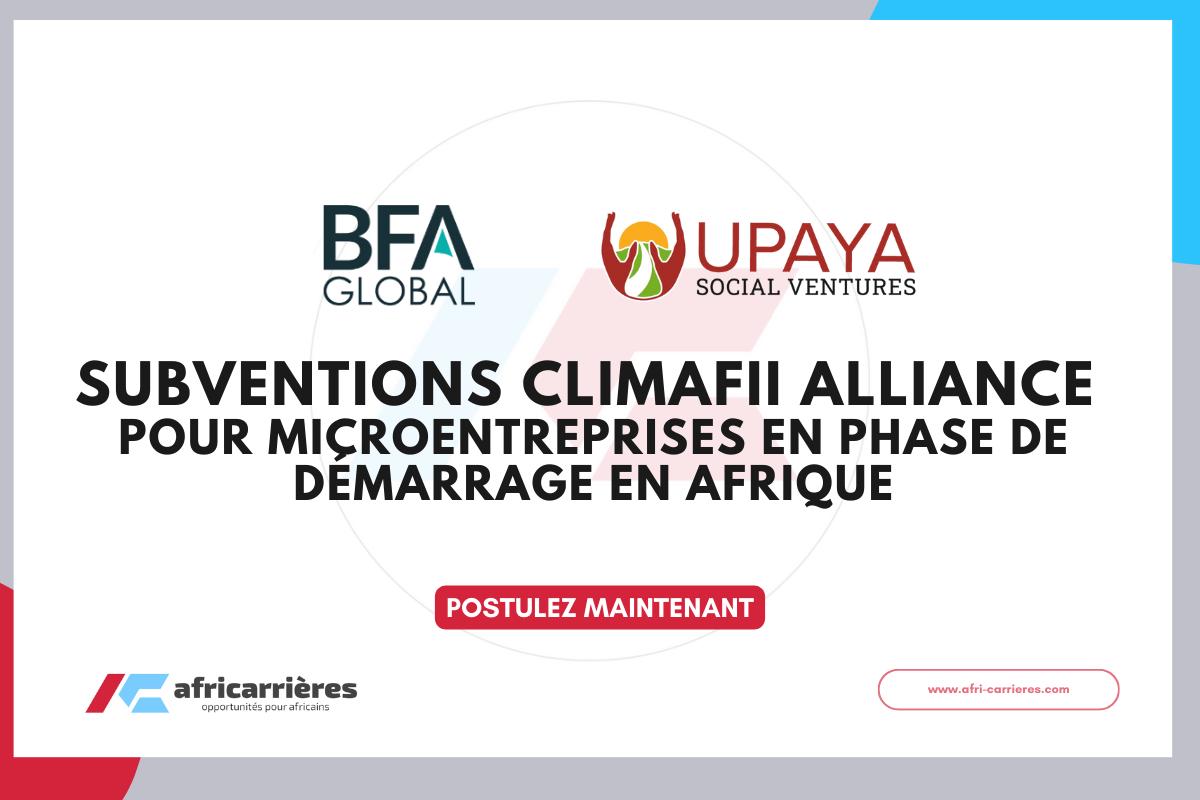 SUBVENTIONS ClimaFii Alliance POUR microentreprises EN phase de démarrage EN AFRIQUE