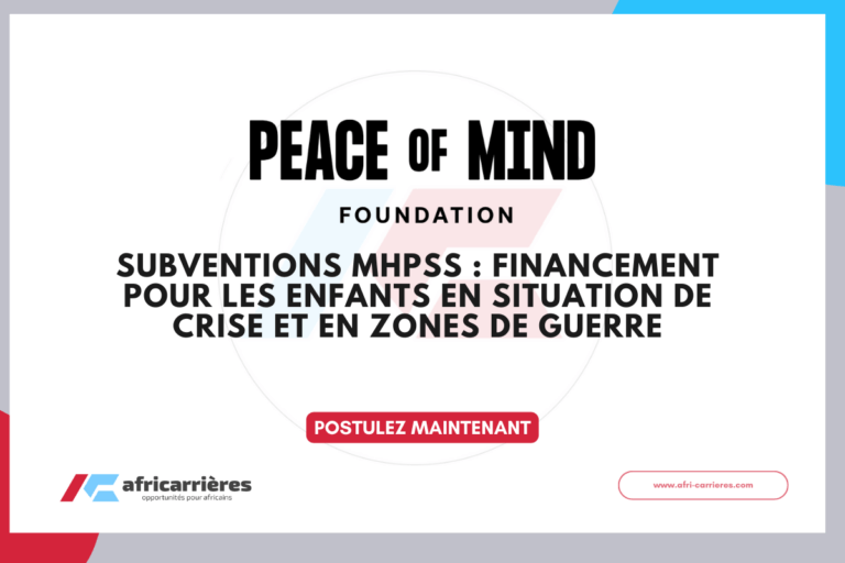 Subventions MHPSS  Financement pour les enfants en situation de crise et en zones de guerre