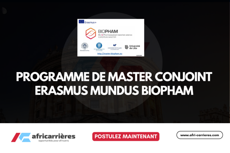 programme Bourses Erasmus Mundus BIOPHAM 2026