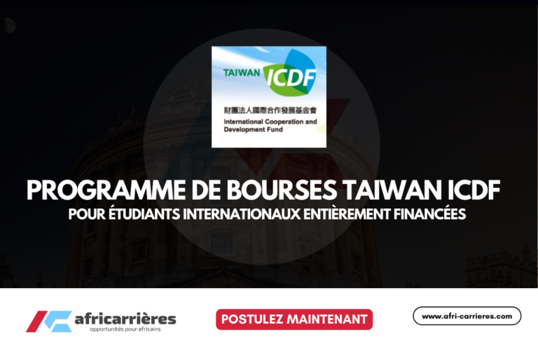 Taiwan ICDF Scholarship Program 2026 pour étudiants internationaux entièrement financées