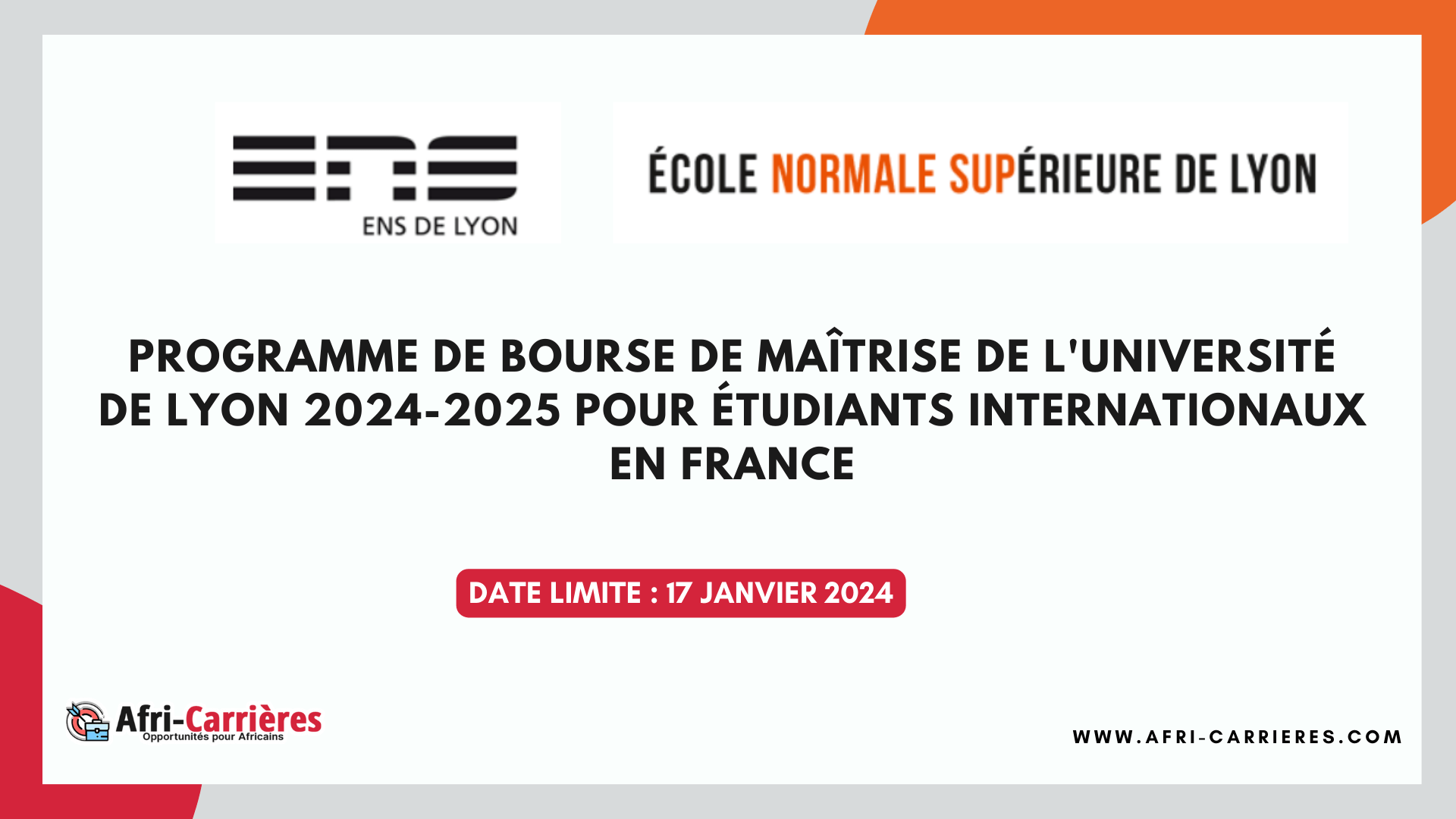 Programme de Bourse Master Université de Lyon