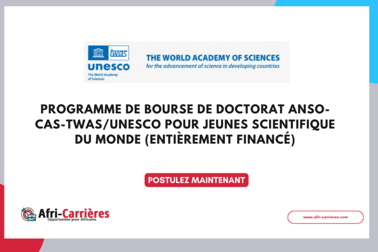 Programme de Bourse de doctorat ANSO-CAS-TWASUNESCO 2025