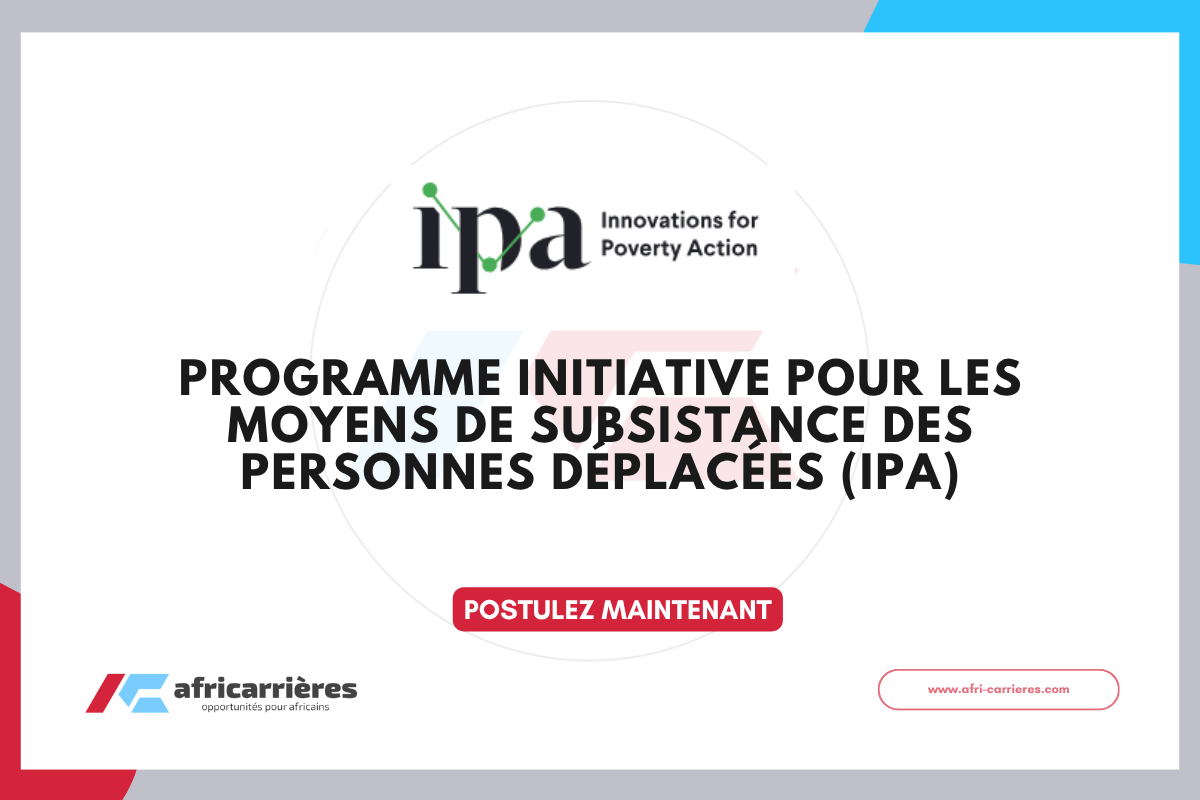 Appel à propositions IPA 2026 Initiative pour les moyens de subsistance des personnes déplacées