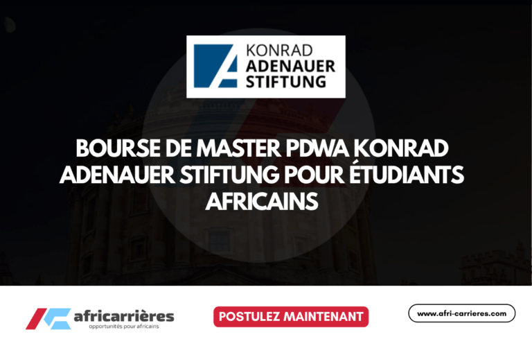 Bourse de Master PDWA Konrad Adenauer Stiftung pour étudiants africains 2026