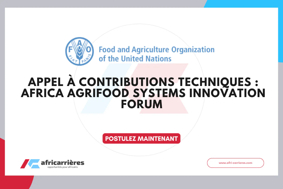 Appel à contributions techniques Africa Agrifood Systems Innovation Forum 2026