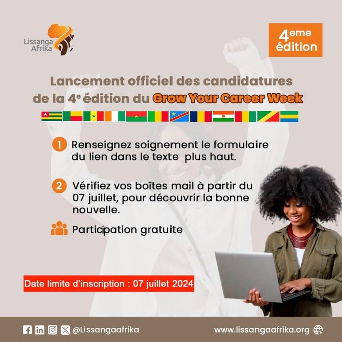 Lissanga Afrika lance l'appel à Candidature au Grow Your Career Week 2024