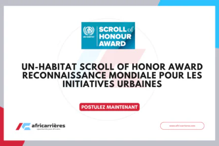 UN-Habitat Scroll of Honor Award 2026 Reconnaissance mondiale pour les initiatives urbaines