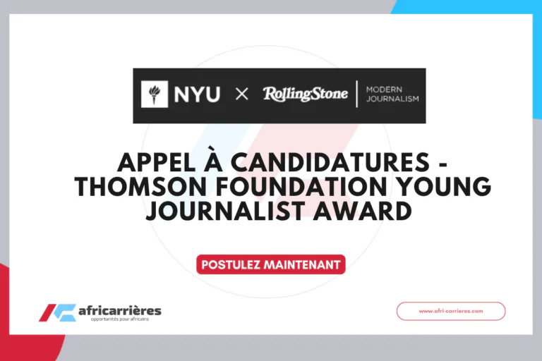 Appel à candidatures - Thomson Foundation Young Journalist Award 2026