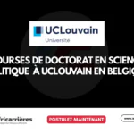 Bourses de Doctorat en science politique 2026 à UCLouvain en Belgique