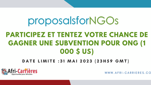Participez et Tentez votre chance de gagner une subvention pour ONG 1 000 US 1