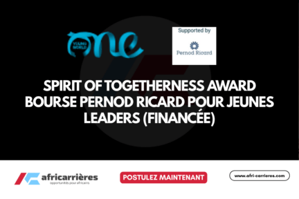 Spirit of Togetherness Award 2026 - Bourse Pernod Ricard pour jeunes leaders (Financée)