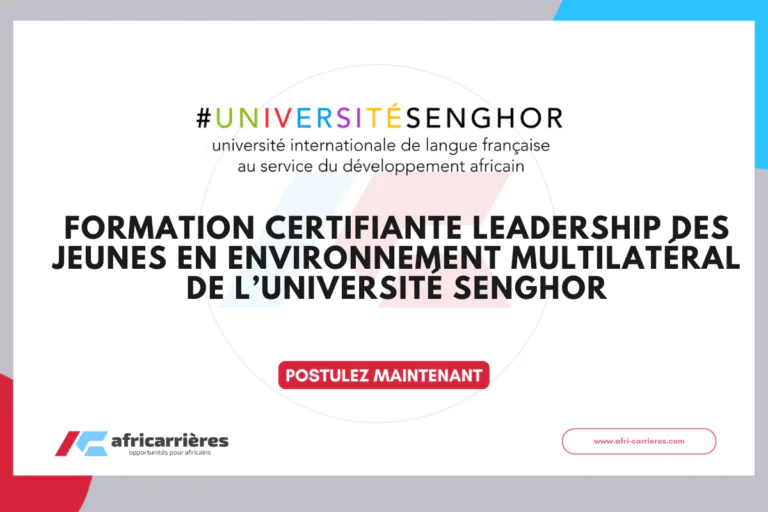 Université Senghor - Formation certifiante Leadership des jeunes en environnement multilatéral 2026