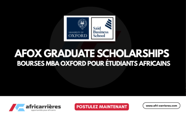 AfOx Graduate Scholarships 2027-2028 Bourses MBA Oxford pour étudiants africains