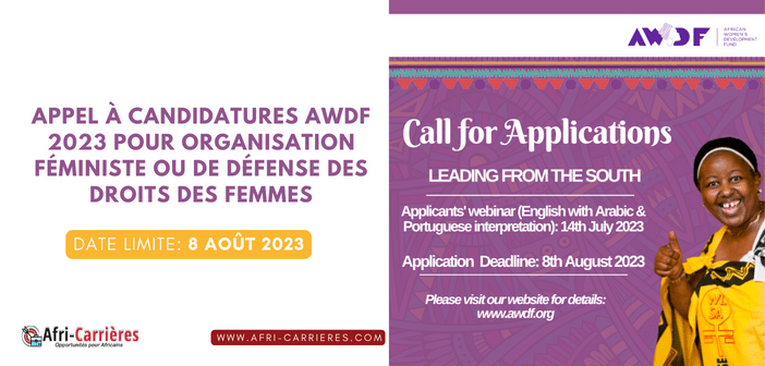 Appel à candidatures AWDF 2023 pour organisation féministe ou de défense des droits des femmes