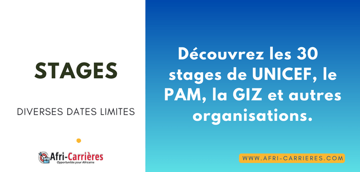 30 dernières offres de stages organisations internationales