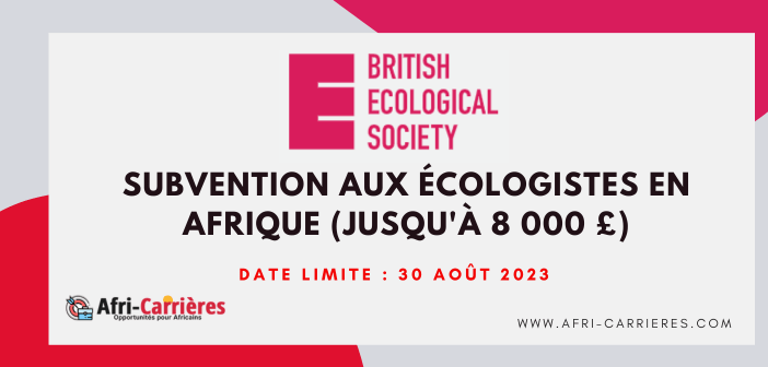 Subvention aux écologistes en Afrique (jusqu'à 8 000 £)
