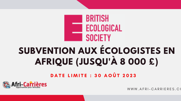 Subvention aux ecologistes en Afrique jusqua 8 000 1 1