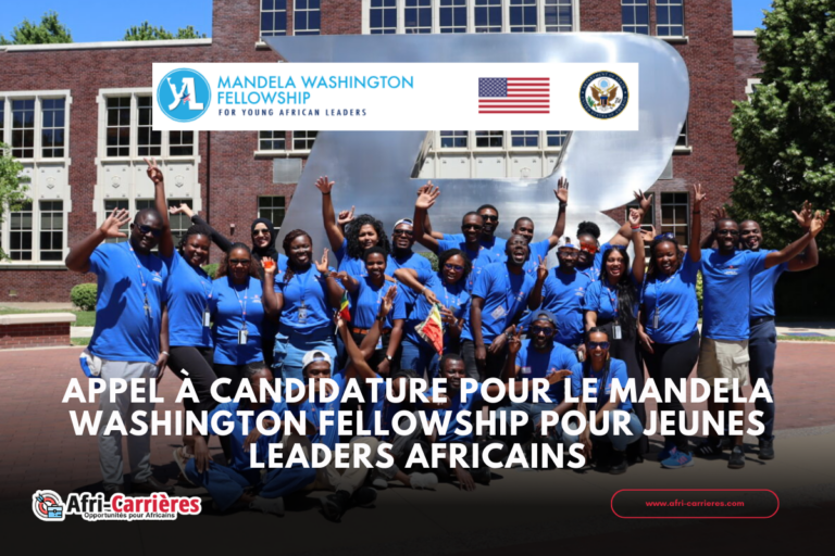 Appel à candidature ouverte pour le Mandela Washington Fellowship 2024 pour jeunes leaders africains.