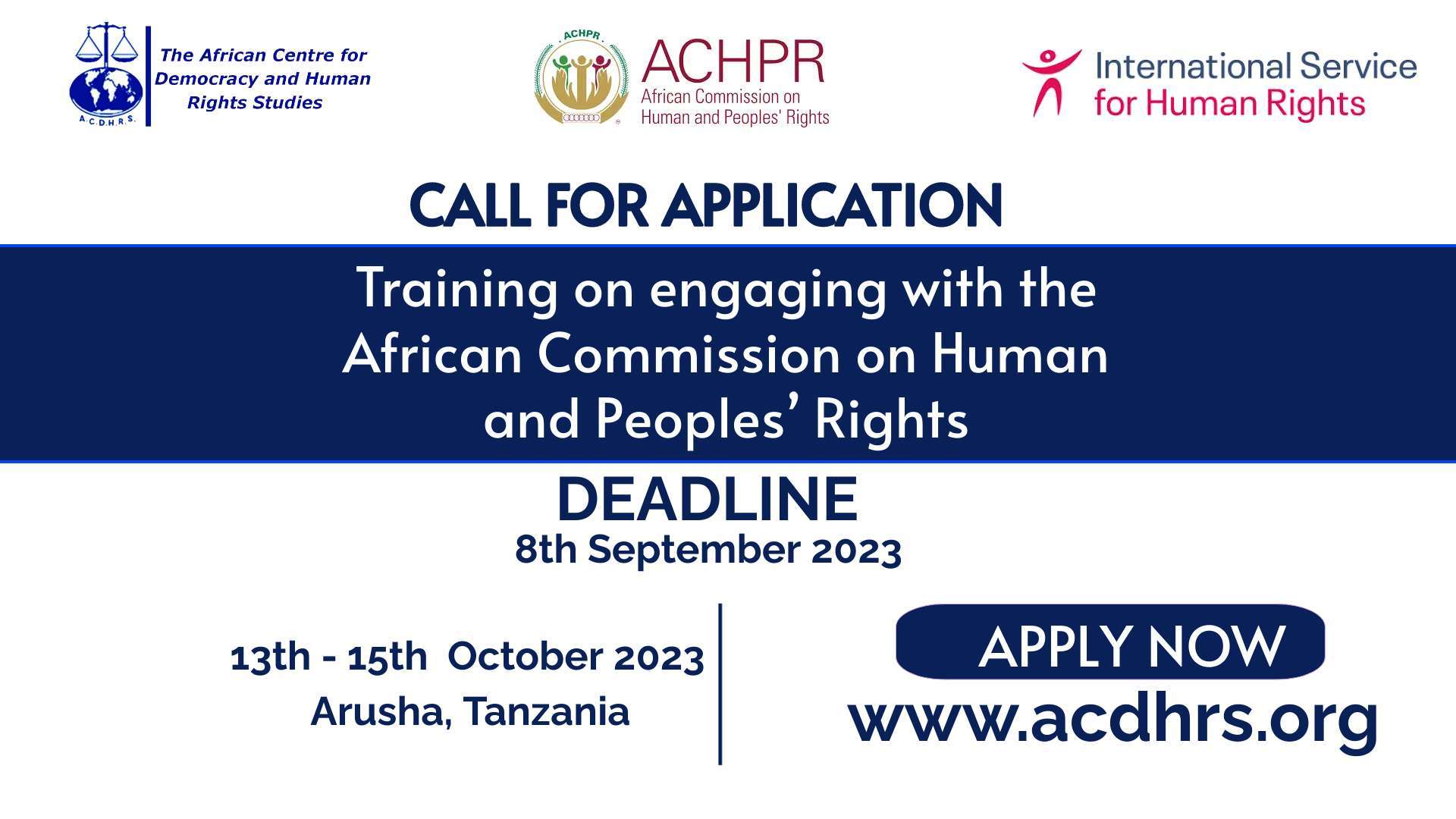 Appel à candidatures : Formation sur la collaboration avec la Commission africaine des droits de l'homme et des peuples