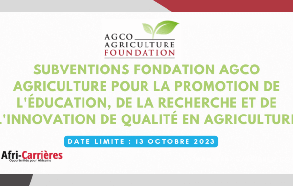 SUBVENTIONS Fondation AGCO Agriculture 1