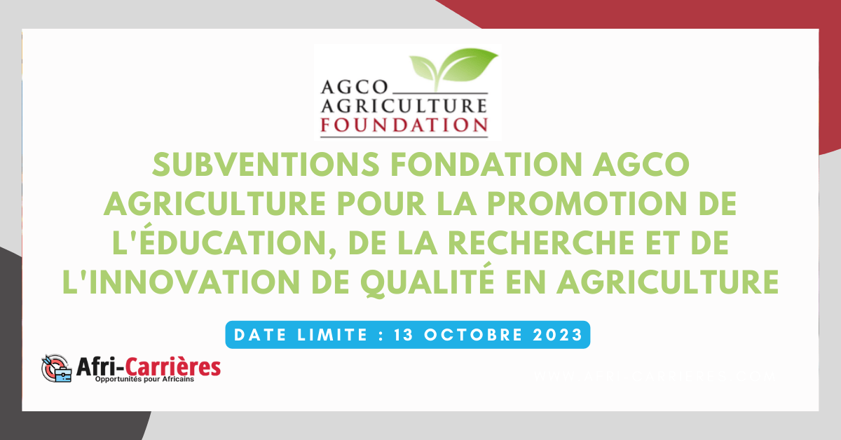 SUBVENTIONS Fondation AGCO Agriculture